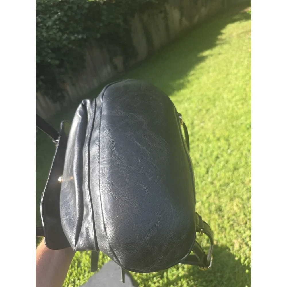 Leather  Black Backpack
